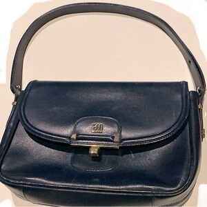 RARE RIGHINI ITALIAN LEATHER HAND BAG CIRCA 1960'S Vintage Navy Blue